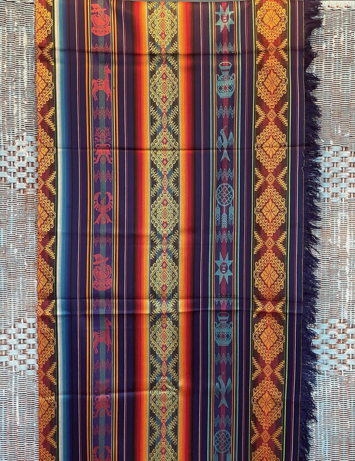 Andean Incan Blue Multicolour Aguayo Blanket